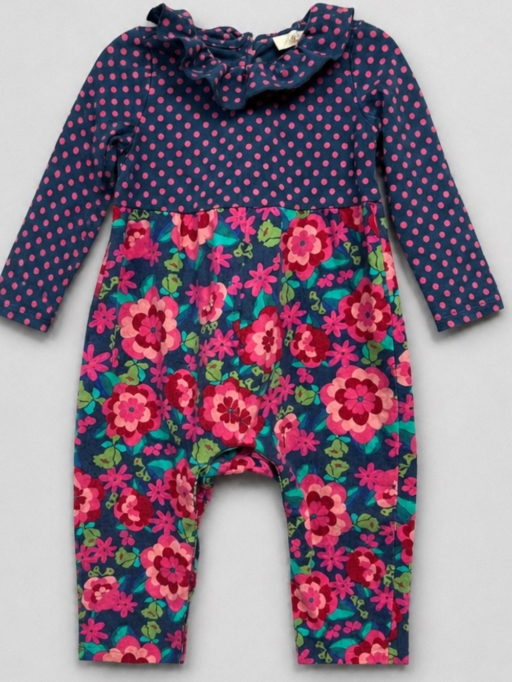 Matilda Jane Navy & Pink Floral Polka-Dot Rosie Posie one piece romper 18-24 mon